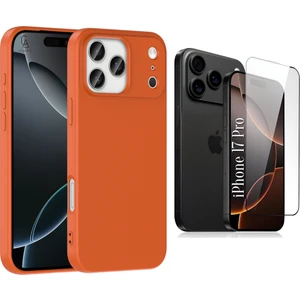 Apple iPhone 17 Pro Uyumlu Içi Kadife Lansman Kılıf ve 5d Tam Kaplayan Cam Ekran Koruyucu