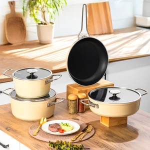 Rozella 7 Parça Titanyum Tencere Seti - Gri