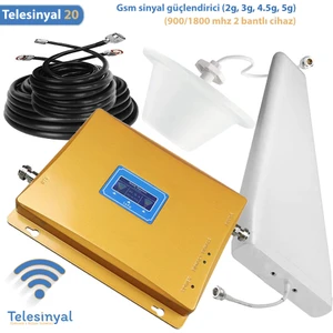 20 Gsm Telefon Sinyal Güçlendirici, Yükseltici ve Arttırıcı (çift bantlı) 2g 3g 4.5g lte ve 5g