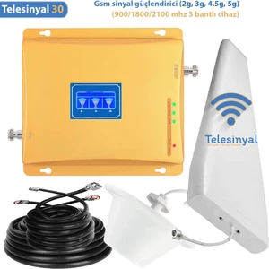 30 Gsm Telefon Sinyal Güçlendirici, Yükseltici ve Arttırıcı (üç bantlı) 2g 3g 4.5g lte ve 5g