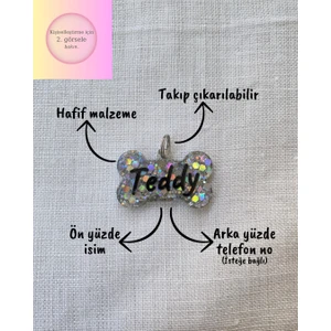 Venüs Takı ve Aksesuar Kemik Şeklinde Kedi/ Küçük- Orta Irk Köpek- Isimliği/ Künyesi