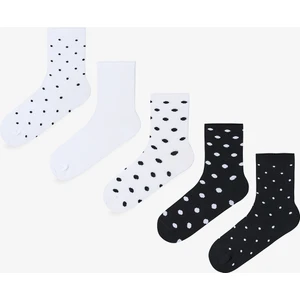 Siyah Beyaz Relax Dotted 5li Soket Çorap