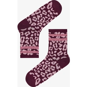 Pembe Bordo Rose Leopard  2li Soket Çorap