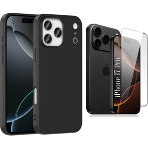 Apple iPhone 17 Pro Uyumlu Içi Kadife Lansman Kılıf ve 5d Tam Kaplayan Cam Ekran Koruyucu