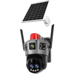O-Kam 7050 Wifi Solar 10X Optik Zoom 3mp+3mp 2 Kamera 3 Görüntü Sirenli Akıllı Kamera Beyaz