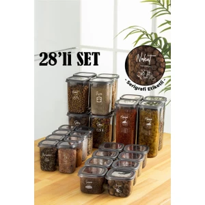 Beyaz Serigrafi Etiketli 28LI Peggy Kare Erzak ve Baharat Full Set 8 1,2, 0,55, 0,45 4x 1,75 Şeffaf