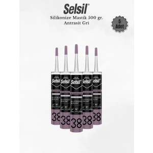 Silikonize Antrasit Gri Mastik 500 Gr. 5 Adet