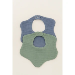 2'li  Organik Pamuk 8 Katlı Multi Müslin Çiçek Model Erkek Bebek Önlük , Salya ve Mama Önlüğü