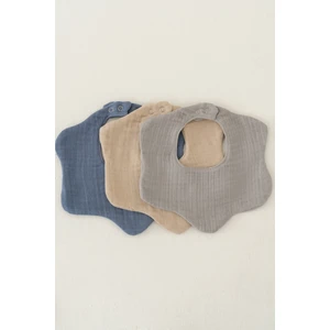 3'lü  Pamuk 8 Katlı Multi Müslin Çiçek Erkek Bebek Salya Mama Önlüğü (Model2)