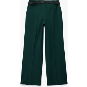 Cepli Düz Geniş Paça Kemerli Pantolon