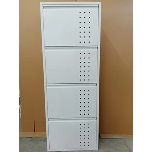 4 Gözlü (Kapaklı) Metal Ayakkabılık Delikli Beyaz