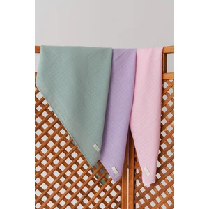 3’lü  Pamuk Müslin Örtü Seti Kız Bebek (Pembe, Lila ve Nil Yeşili 3 Adet (75X85 Cm)