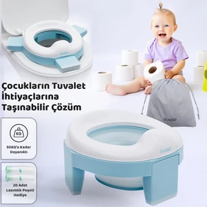 Lazımlık, Portatif Katlanabilir Taşınabilir Seyahat Çocuk Tuvaleti, Klozet Adaptörü, Mavi