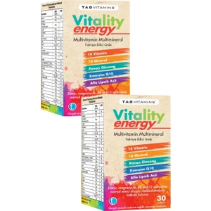 Tabvıtamıns Vitality Energy 30 Tablet Multivitamin Multimineral x 2 Adet