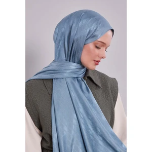 Petrol Mavi Örgü Desen Jakar Şal