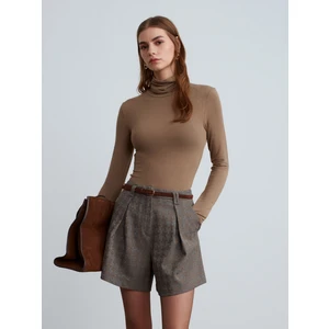 72191 Kemerli Pensli Şort-Vizon