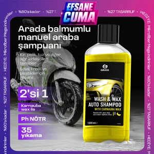 Cilalı Araba Yıkama Şampuanı Wash Wax 1L Cilalı Oto Şampuanı & Boya Koruyucu, Hızlı Parlatıc, 2'si 1 Arada Formül