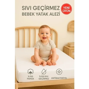 %100 Pamuk Sıvı Geçirmez Bebek ve Çocuk Yatak Koruyucu Alez Park Beşik Kreş Anaokulu Alezi 50 x 90