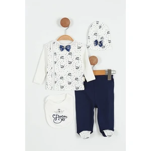 Yeni Doğan Papyon'lu Prens Nakisli Hastane Çıkışı 4'lü Zıbın Takımı - Lacivert