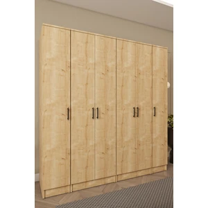 Ases Mobilya Ases ELA862 Geniş Gardırop Elbise ve Yüklük Dolabı 6 Kapaklı 14 Raflı 2 Askılı Modüler Dolap Beyaz