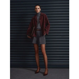 60777 Cepli Süet Ceket-Bordo