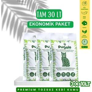 Ekonomik Paket 3X10LT Tozsuz Naturel Premium Koku Hapseden Topaklanan Kedi Kumu 30LT