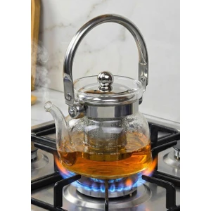 Cam Bitki Demliği - Borosilikat Cam Çaydanlık - 600 ML