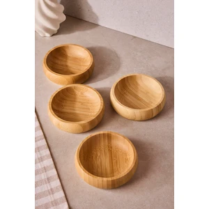 Snacks 4'lü Yuvarlak Bambu Çerezlik 9,5 cm
