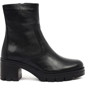 Kadın Siyah Fermuarlı Kalın Topuklu Deri Bot 25WFD414418