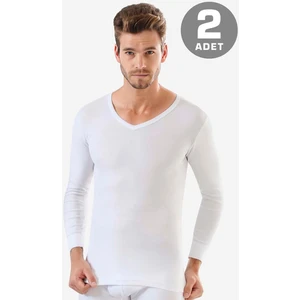 Arma Yıldız Erkek Beyaz V Yaka Uzun Kollu Fanila Badi %100 Pamuk Ribana 2'li Paket
