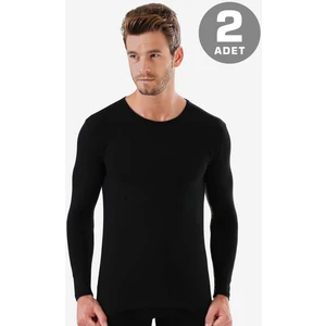 Arma Yıldız Erkek Bisiklet Yaka Uzun Kollu Fanila Badi Siyah %100 Pamuklu Ribana 2'li Paket