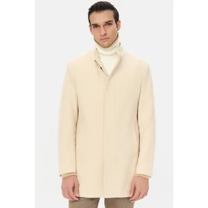 D'S Damat Ds Damat Regular Fit Bej Hakim Yaka Kaşe Kaban