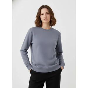 Unisex Relax Fit Rahat Kesim Pamuklu Yumusak Dokulu Içi Polarli  Bisiklet Yaka Sweatshirt