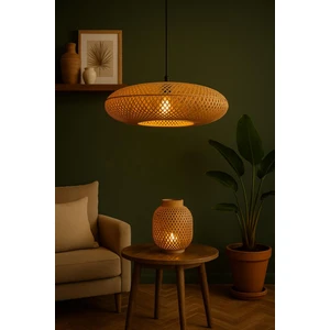 Panama Geniş Form El Yapımı Bambu Sarkıt Avize – 50 cm