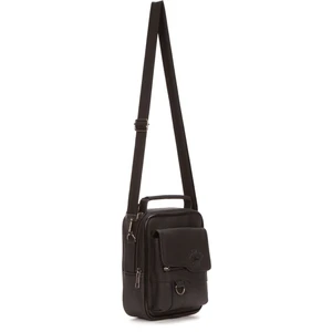 Erkek Siyah Suni Deri Telefon Bölmeli Çapraz El ve Omuz Çantası NEW378