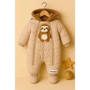 Sevimli Tembel Hayvan Figürlü Tak-Çıkar Patikli-Eldivenli Welsoft Kürklü Astronot-Kozmonot Tulum