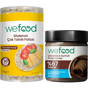 Çikolatalı Hurmalı Fındık Ezmesi 200 gr + Wefood Glutensiz Çok Tahıllı Patlak 100 gr