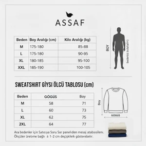 Unisex Relax Fit Rahat Kesim Pamuklu Yumusak Dokulu Içi Polarli  Bisiklet Yaka Sweatshirt