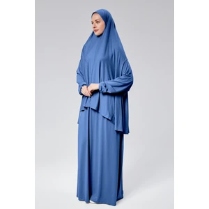 Sonbahar Moda Kadın Iki Parça Namaz Elbisesi  Başörtülü Organik Pamuklu Lastikli Kolu Kaymaz Etek Penye Tesettür