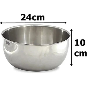 430 Paslanmaz Çelik Karıştırma Kabı 24CM 3,5 Litre Çırpma Yoğurma Hamur Salata Pişirme Kasesi