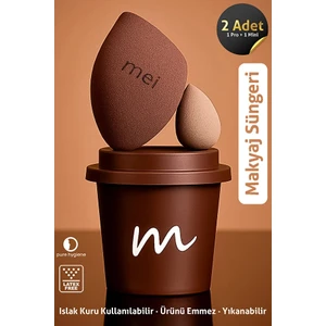 Coffee Cup Hijyenik Makyaj Süngeri Walnut Coffee 1 Pro + 1 Mini