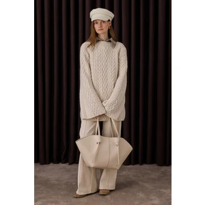 Saç Örgülü Kazak Ekru