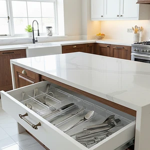 10'lu Modüler Set Mutfak Çekmece Içi Düzenleyici Çatal Kaşık Bıçak Organizeri Kristal