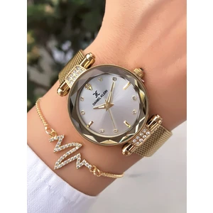 Orijinal Çelik Kordon Kadın Kol Saati 3 Atm Su Geçirmezlik Gold Renk Bileklik Hediyeli DK951C1