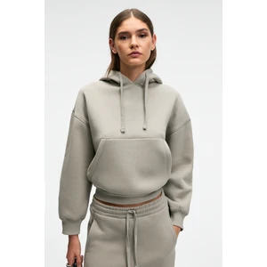 Selene Kadın Kapüşonlu Kangru Cepli Regular Fit Açık Gri Sweatshirt