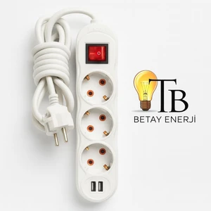 Usb’li 3’lü Anahtarlı Grup Priz