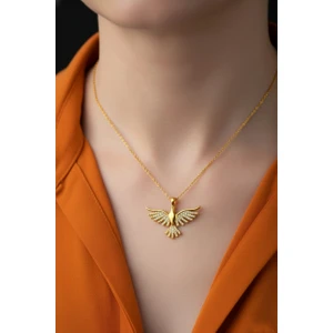 - 925 Ayar Gümüş Anka Kuşu Altın Kaplama Renk Kolye