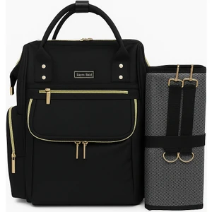 Sevil Çanta Venüs Siyah Gold Aksesuar Anne Bebek Bakım Sırt Çantası