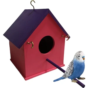 Ahşap Muhabbet Kuşu Cennet Papağanı Folluk Yuvalık Kuş Evi 17X17X 22 cm