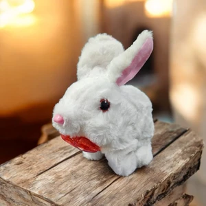 Brother Toys Elektronik Pilli Zıplayan Hareketli Peluş Sevimli Kalpli Tavşan Oyuncak 18 Cm. Beyaz Gri Pembe Bej